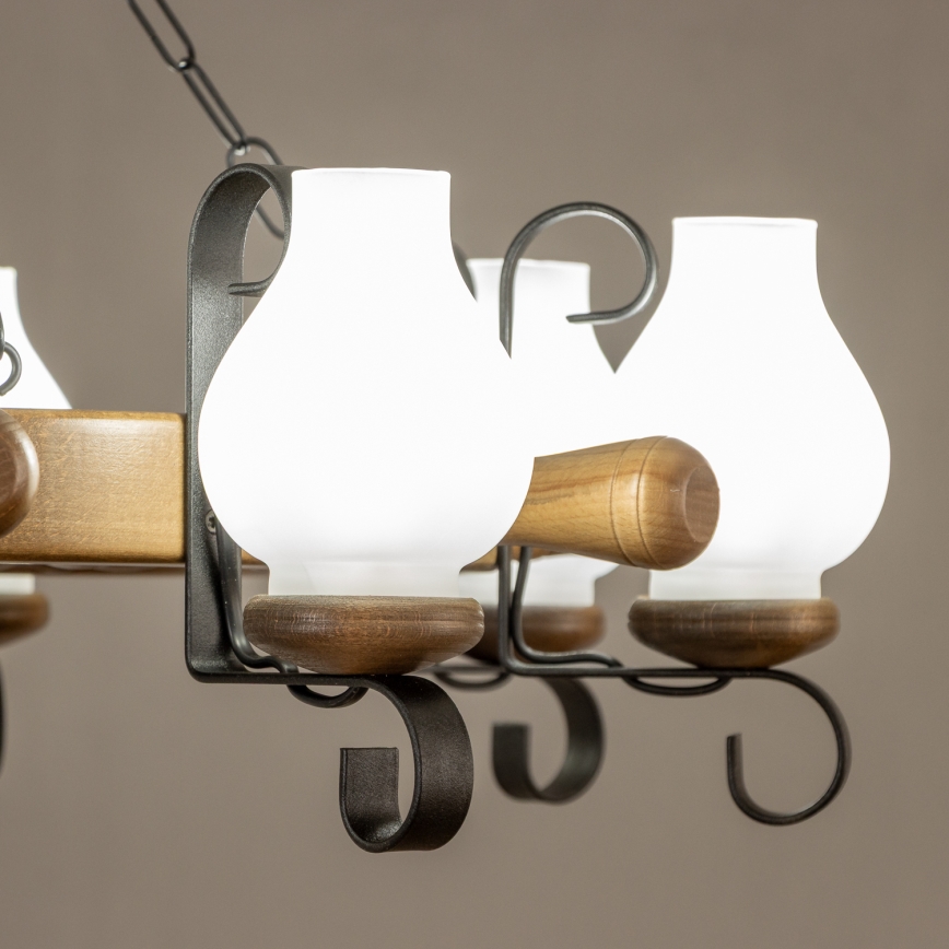 Brilagi - Lustre com corrente TIMONA 8xE14/40W/230V Ø 70 cm faia/nogueira