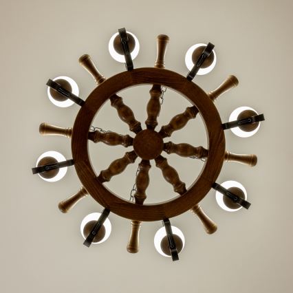 Brilagi - Lustre com corrente TIMONA 8xE14/40W/230V Ø 70 cm faia/nogueira