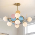 Brilagi - Lustre com haste BALMO, 8x G9 / 9W / 230V, diâmetro 60 cm, dourado/azul/rosa