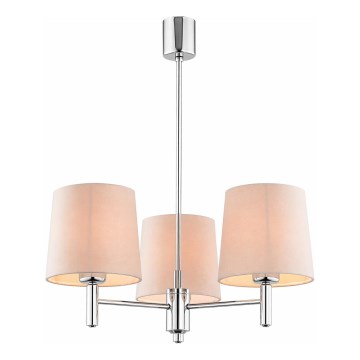 Brilagi - Lustre com haste MONTE 3xE27/60W/230V bege/cromado brilhante