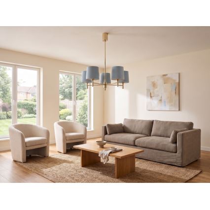 Brilagi - Lustre com haste MONTE 5xE27/15W/230V azul/dourado