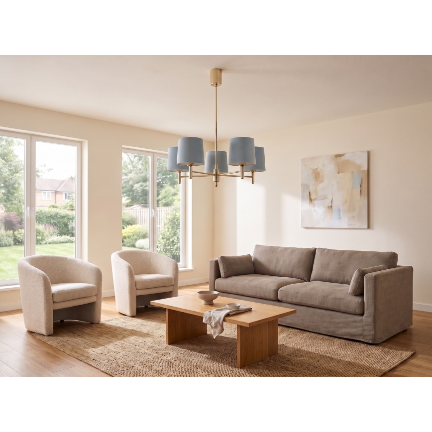 Brilagi - Lustre com haste MONTE 5xE27/15W/230V azul/dourado