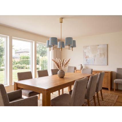 Brilagi - Lustre com haste MONTE 5xE27/15W/230V azul/dourado