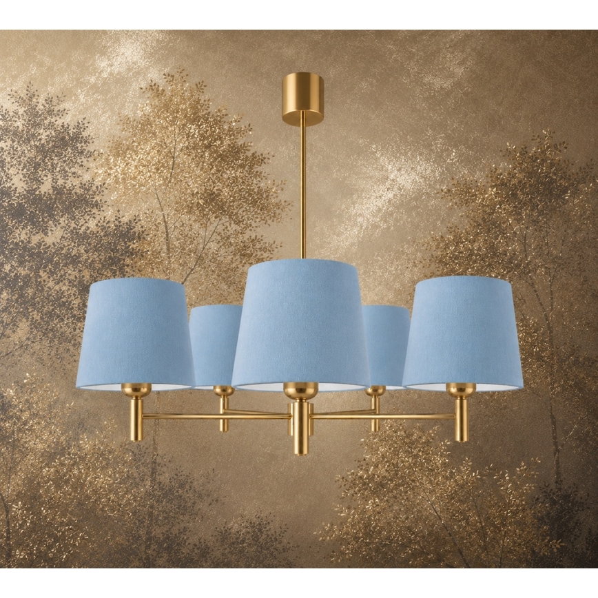 Brilagi - Lustre com haste MONTE 5xE27/15W/230V azul/dourado