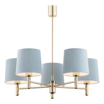 Brilagi - Lustre com haste MONTE 5xE27/60W/230V azul/dourado