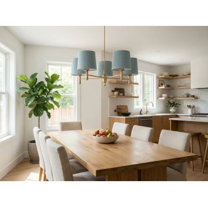 Brilagi - Lustre com haste MONTE 5xE27/60W/230V azul/dourado