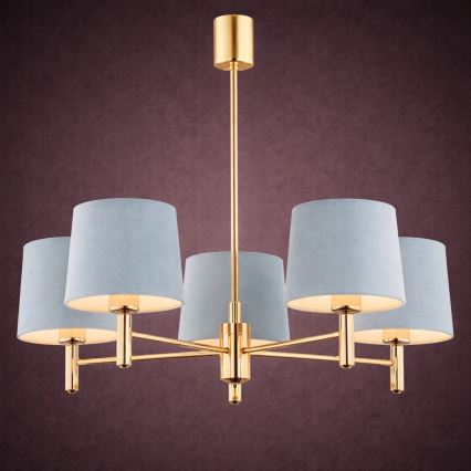 Brilagi - Lustre com haste MONTE 5xE27/60W/230V azul/dourado