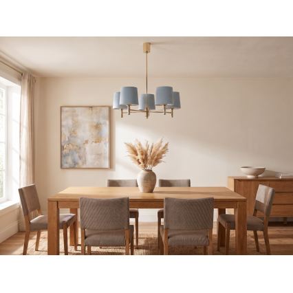 Brilagi - Lustre com haste MONTE 5xE27/60W/230V azul/dourado