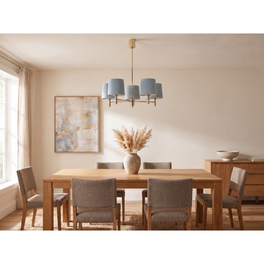 Brilagi - Lustre com haste MONTE 5xE27/60W/230V azul/dourado