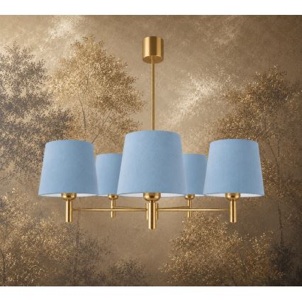 Brilagi - Lustre com haste MONTE 5xE27/60W/230V azul/dourado
