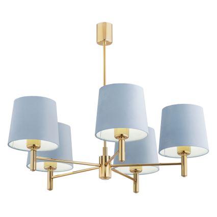 Brilagi - Lustre com haste MONTE 5xE27/60W/230V azul/dourado