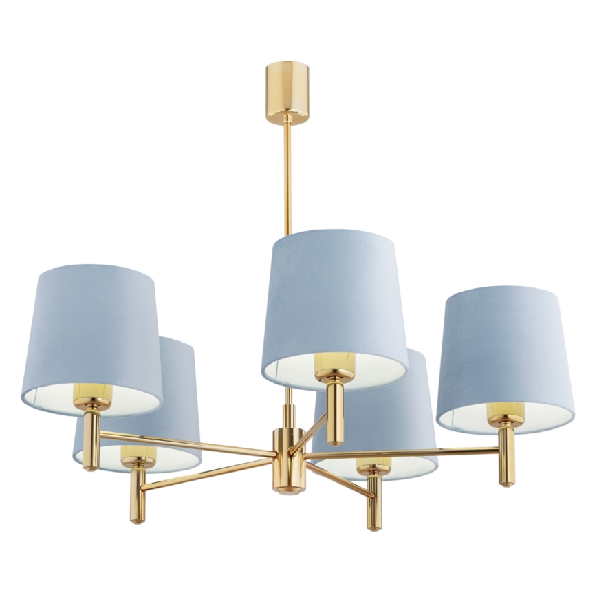 Brilagi - Lustre com haste MONTE 5xE27/60W/230V azul/dourado