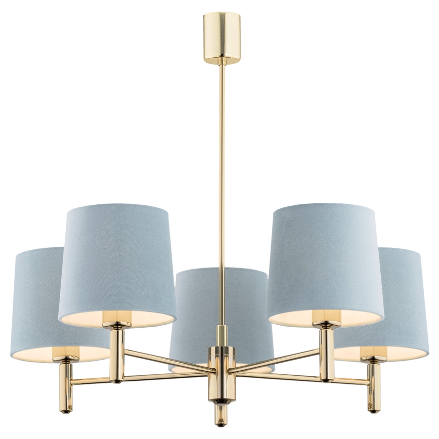 Brilagi - Lustre com haste MONTE 5xE27/60W/230V azul/dourado