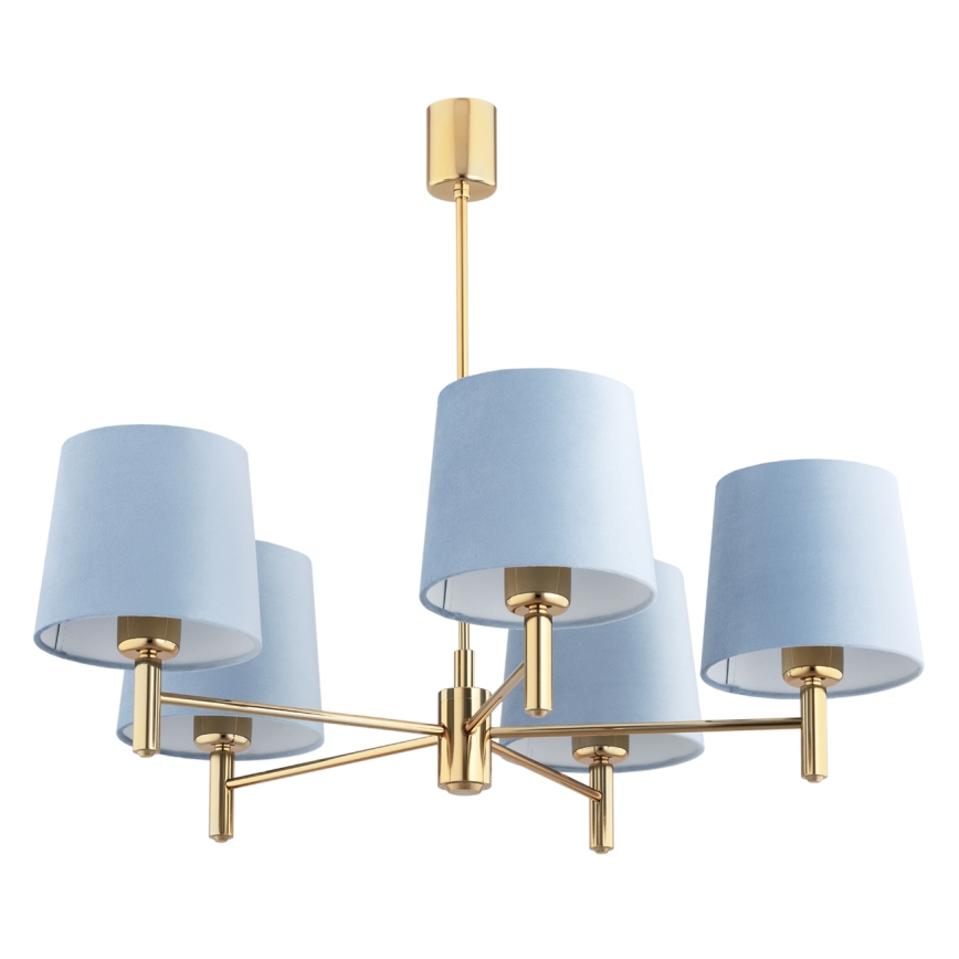 Brilagi - Lustre com haste MONTE 5xE27/60W/230V azul/dourado