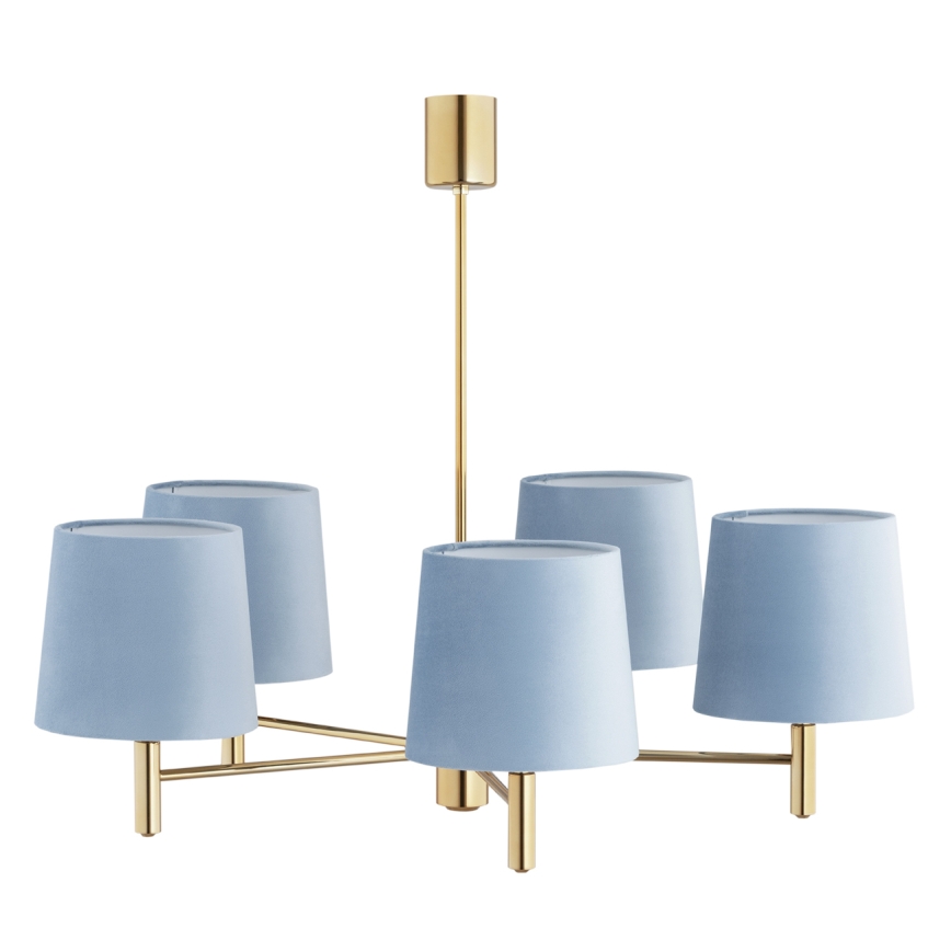 Brilagi - Lustre com haste MONTE 5xE27/60W/230V azul/dourado