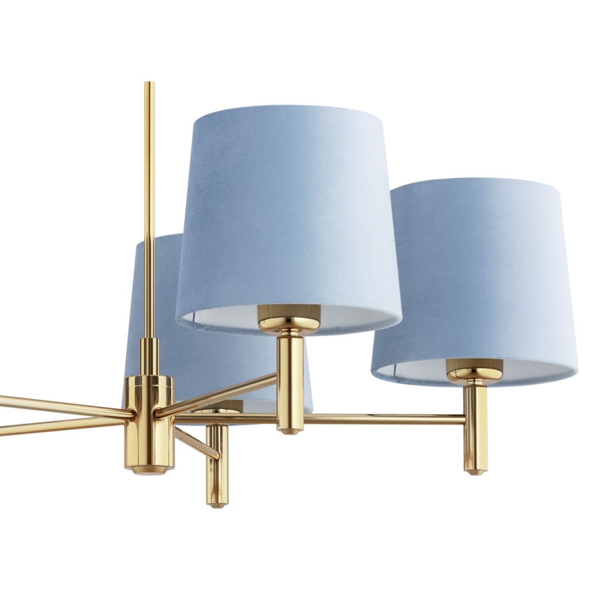 Brilagi - Lustre com haste MONTE 5xE27/60W/230V azul/dourado