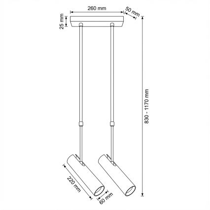 Brilagi - Lustre com haste SELE 2xGU10/30W/230V bege