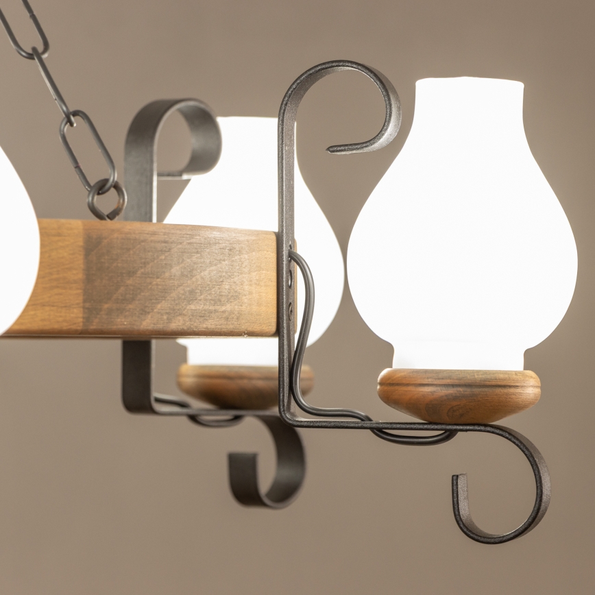 Brilagi - Lustre de corrente ROATA 6xE14/40W/230V Ø 70 cm faia