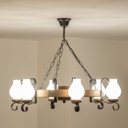 Brilagi - Lustre de corrente ROATA 6xE14/40W/230V Ø 70 cm faia