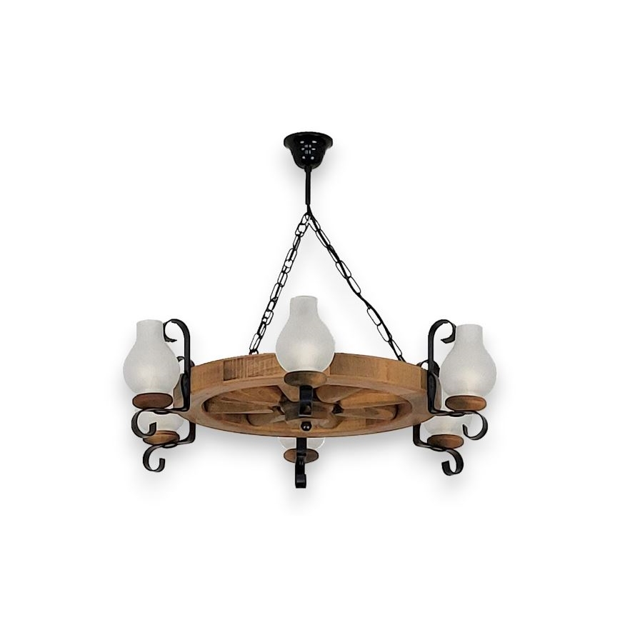 Brilagi - Lustre de corrente ROATA 6xE14/40W/230V Ø 70 cm faia