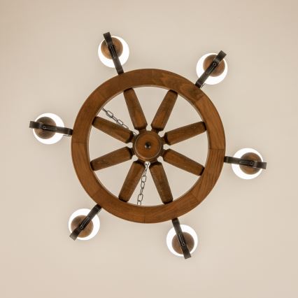Brilagi - Lustre de corrente ROATA 6xE14/40W/230V Ø 70 cm faia