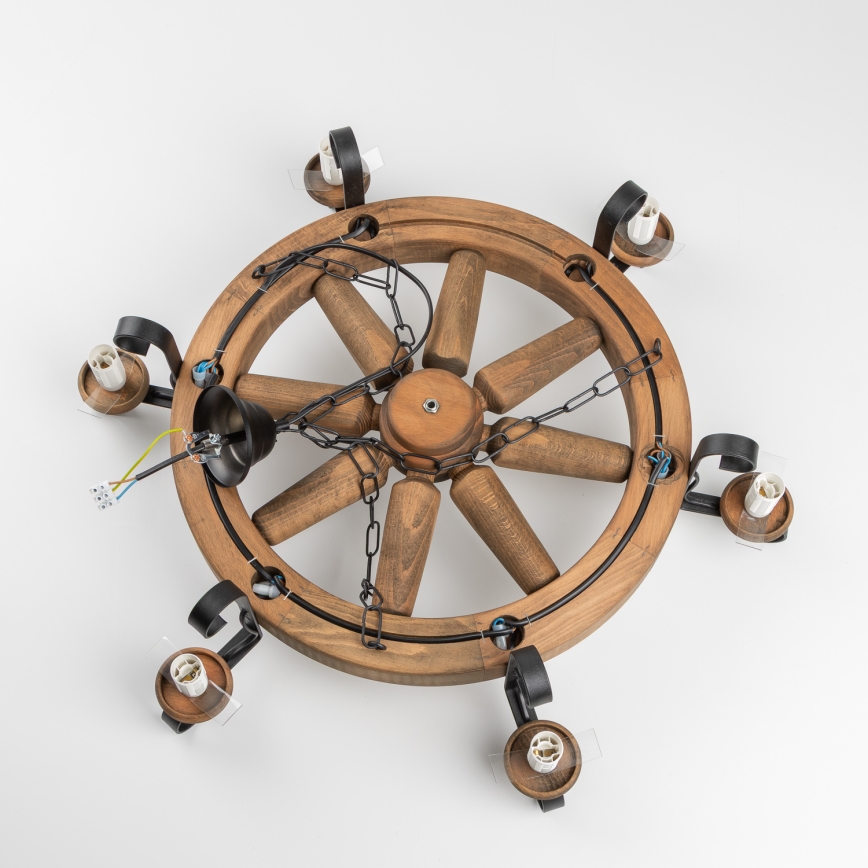 Brilagi - Lustre de corrente ROATA 6xE14/40W/230V Ø 70 cm faia