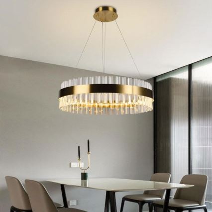 Brilagi - Lustre de cristal LED dimerizável suspenso por cabo HALO LED/40W/230V 3000-6500K diâmetro 60 cm + telecomando