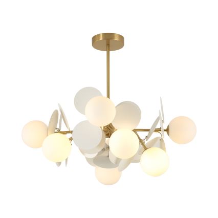 Brilagi - Lustre de haste BALMO 8xG9/9W/230V Ø 60 cm dourado/branco