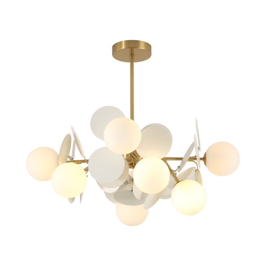 Brilagi - Lustre de haste BALMO 8xG9/9W/230V Ø 60 cm dourado/branco