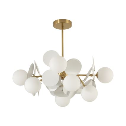 Brilagi - Lustre de haste BALMO 8xG9/9W/230V Ø 60 cm dourado/branco