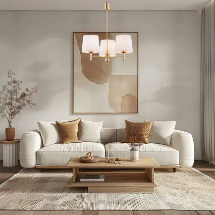 Brilagi - Lustre de haste MONTE 3xE27/15W/230V creme/dourado