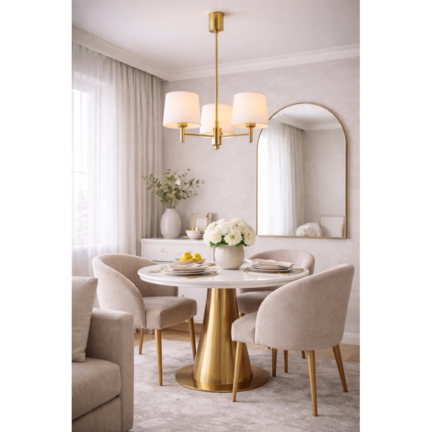 Brilagi - Lustre de haste MONTE 3xE27/15W/230V creme/dourado