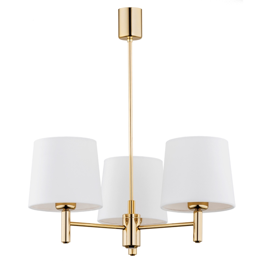 Brilagi - Lustre de haste MONTE 3xE27/15W/230V creme/dourado