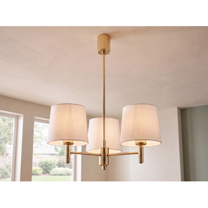 Brilagi - Lustre de haste MONTE 3xE27/15W/230V creme/dourado