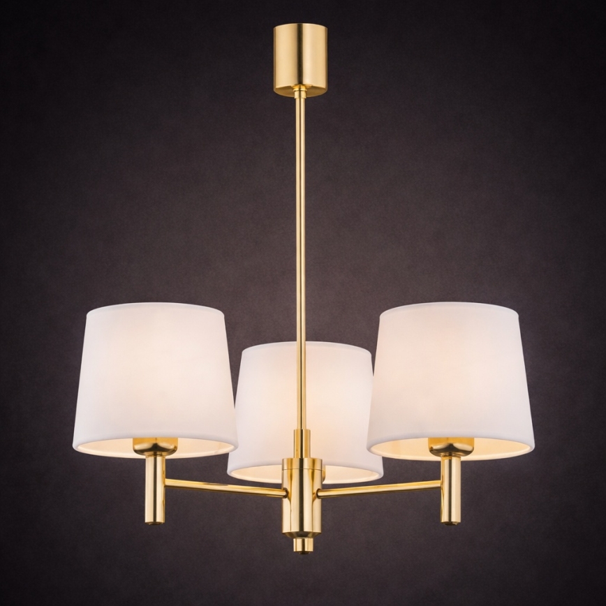 Brilagi - Lustre de haste MONTE 3xE27/15W/230V creme/dourado