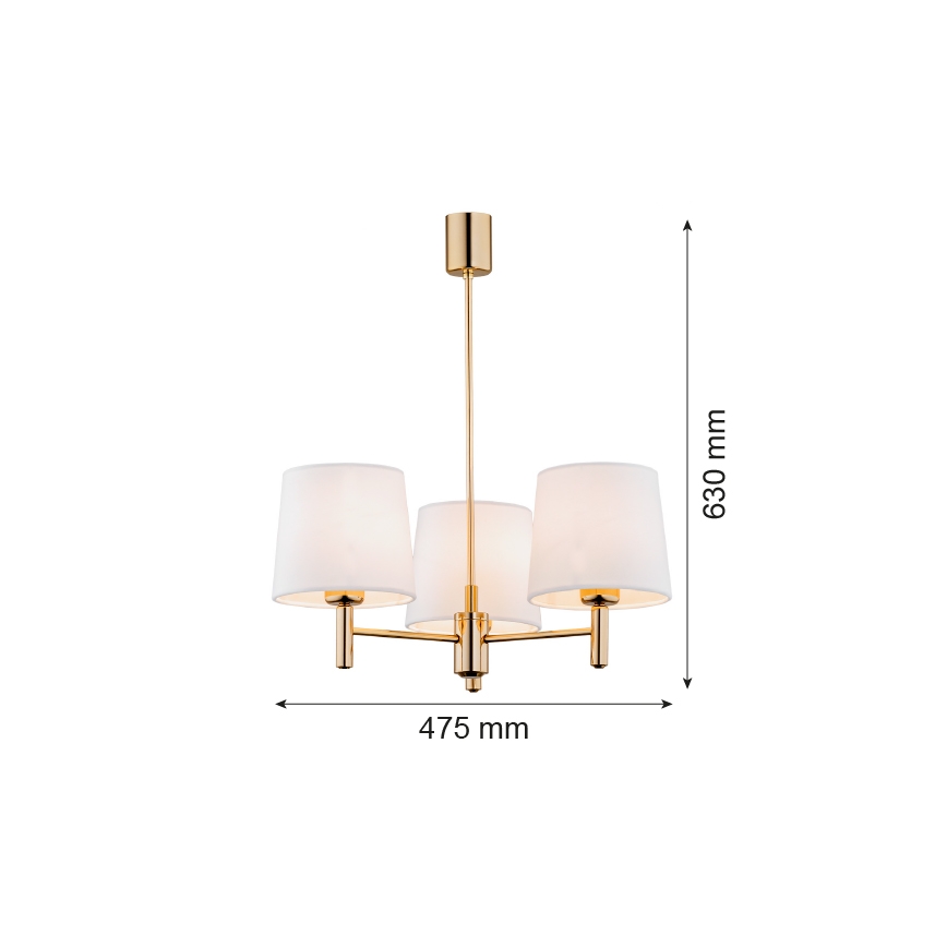 Brilagi - Lustre de haste MONTE 3xE27/15W/230V creme/dourado