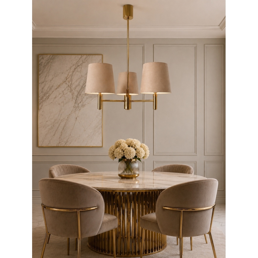 Brilagi - Lustre de haste MONTE 3xE27/60W/230V bege/dourado