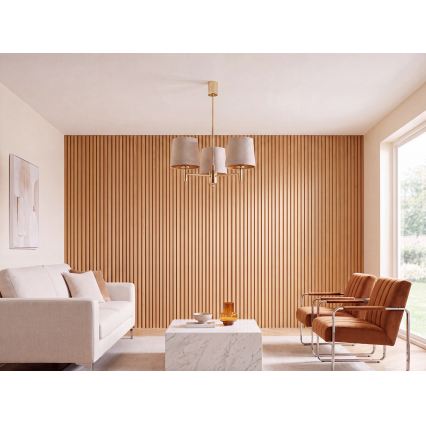 Brilagi - Lustre de haste MONTE 3xE27/60W/230V bege/dourado