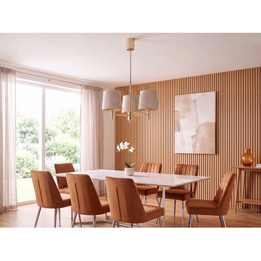 Brilagi - Lustre de haste MONTE 3xE27/60W/230V bege/dourado