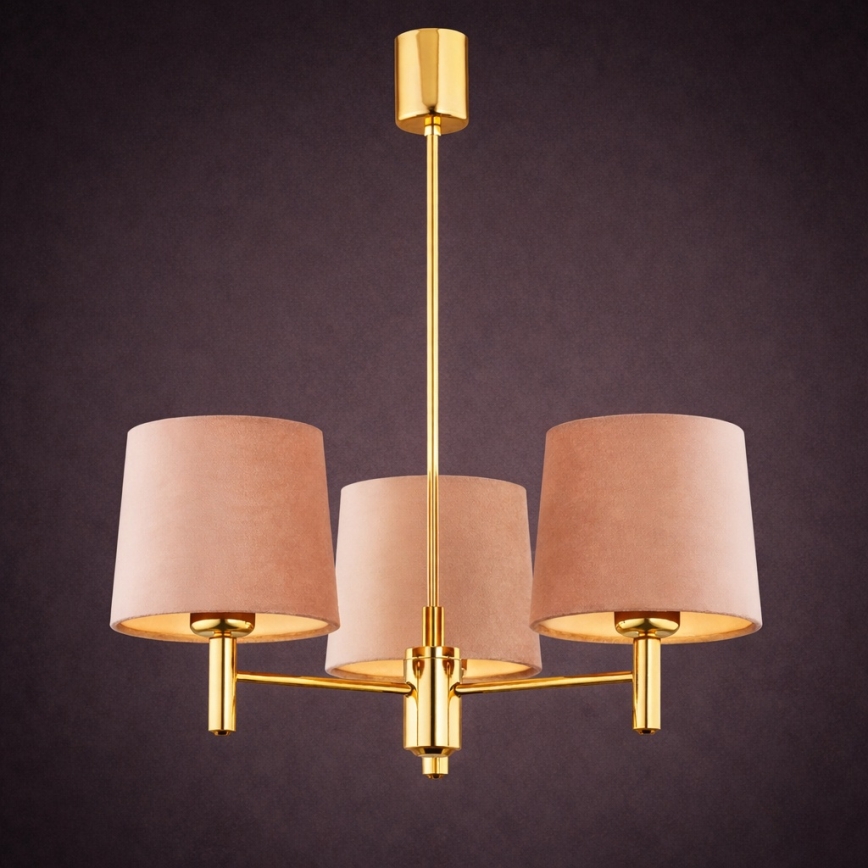 Brilagi - Lustre de haste MONTE 3xE27/60W/230V bege/dourado