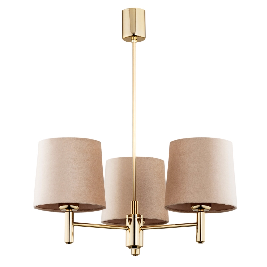 Brilagi - Lustre de haste MONTE 3xE27/60W/230V bege/dourado