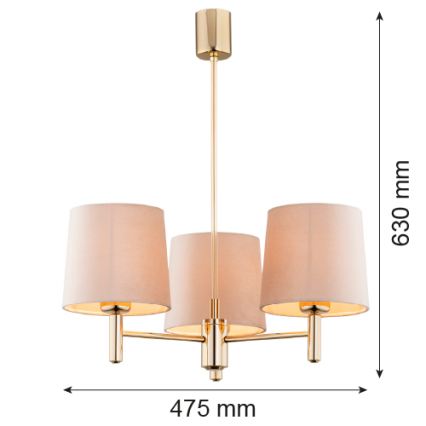 Brilagi - Lustre de haste MONTE 3xE27/60W/230V bege/dourado