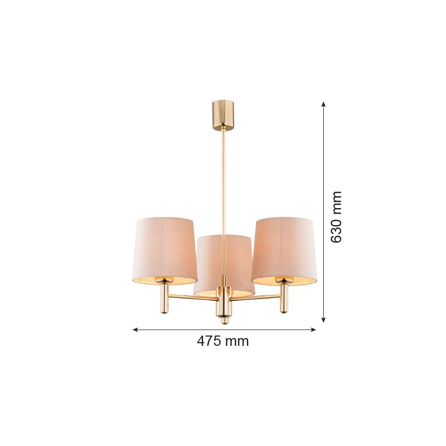 Brilagi - Lustre de haste MONTE 3xE27/60W/230V bege/dourado