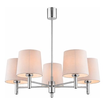 Brilagi - Lustre de haste MONTE 5x E27/15W/230V bege/cromado brilhante