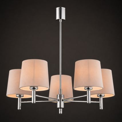Brilagi - Lustre de haste MONTE 5x E27/60W/230V bege/cromado brilhante