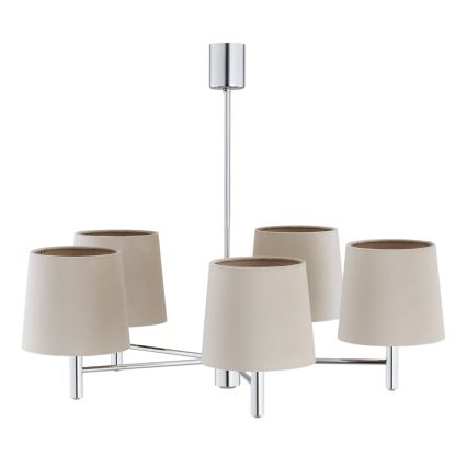 Brilagi - Lustre de haste MONTE 5x E27/60W/230V bege/cromado brilhante