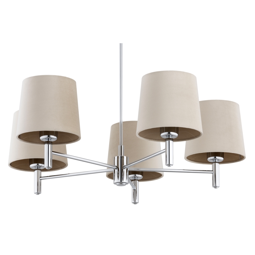 Brilagi - Lustre de haste MONTE 5x E27/60W/230V bege/cromado brilhante