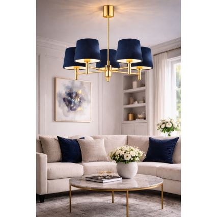 Brilagi - Lustre de haste MONTE 5xE27/15W/230V azul/dourado