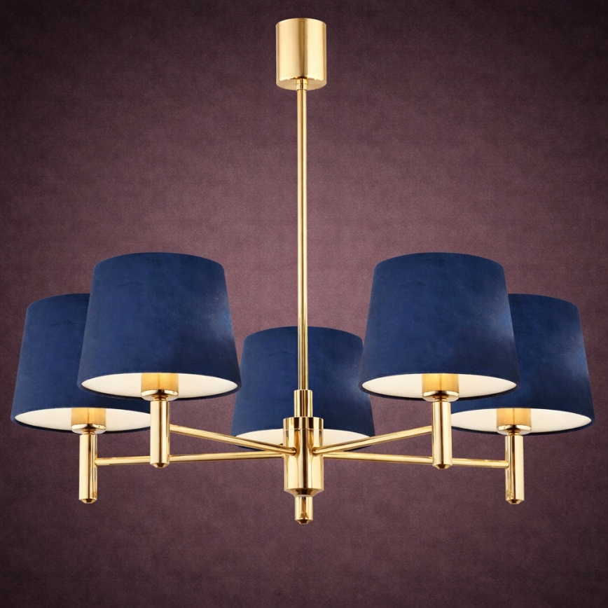 Brilagi - Lustre de haste MONTE 5xE27/15W/230V azul/dourado