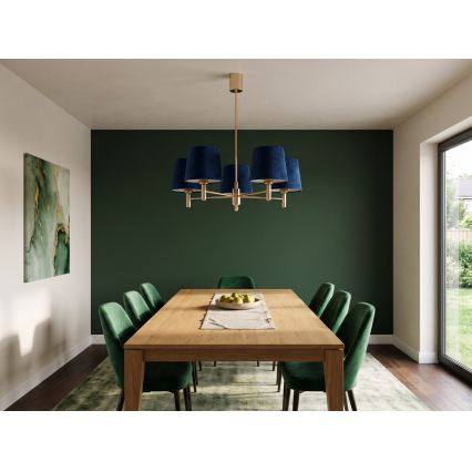 Brilagi - Lustre de haste MONTE 5xE27/15W/230V azul/dourado